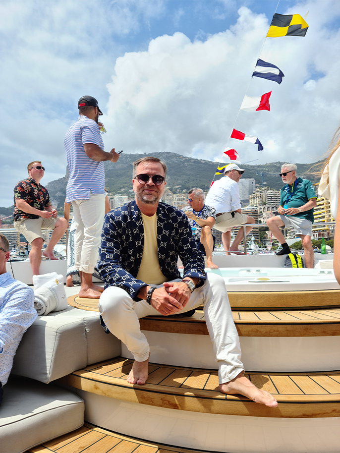 Richard Stooker on a superyacht at the Monaco harbour