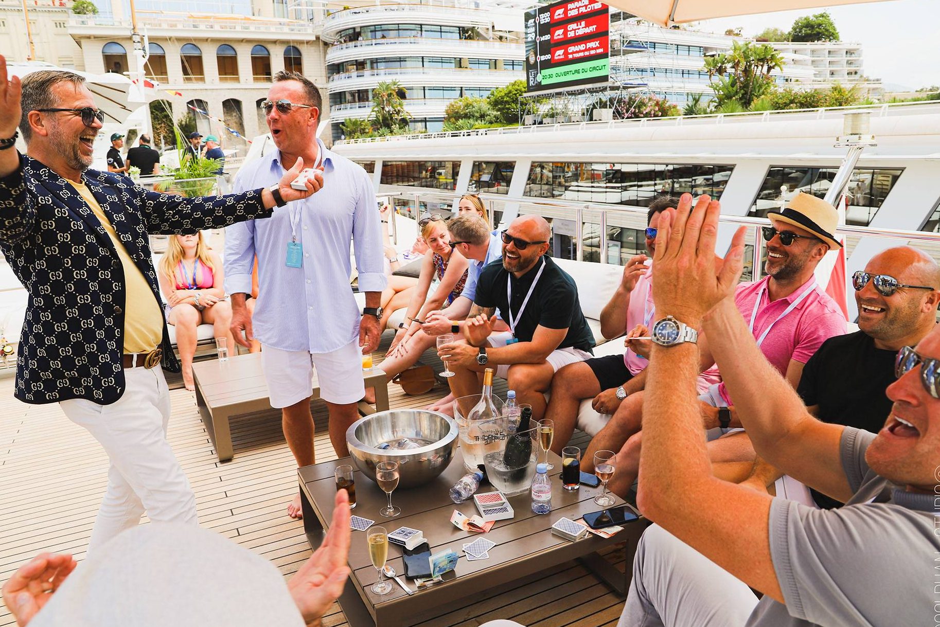The Millionaire Magician performing on a yacht
